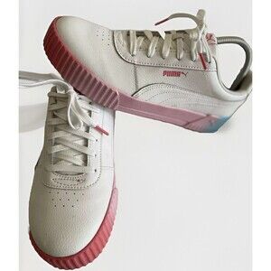 PUMA Women’s Carina Crystal Pink White Blue Pastel Color Leather Sneakers US 11